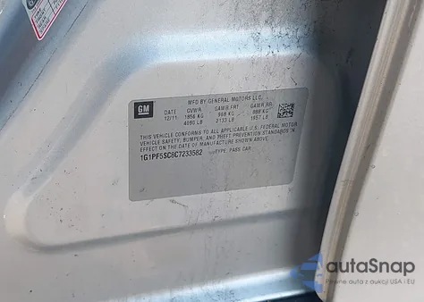 2012 Chevrolet Cruze 1Lt from USA, damaged, VIN 1G1PF5SC8C7233582